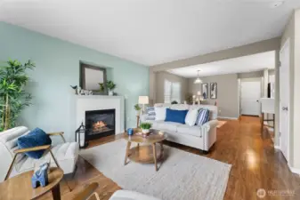 Living room and dining room