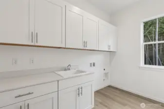 ***Not Actual Home*** Laundry room with cabinets and large sink