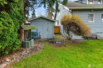 Fully fenced year yard with 10x12 shed for all your tools and toys.