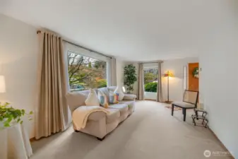 Living room is generous in size with south and west facing windows to let the sun shine in.