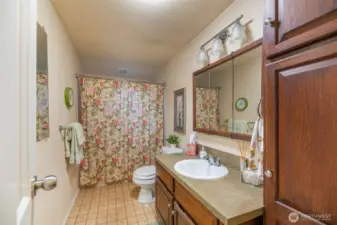 Main floor bath is functional and efficient.