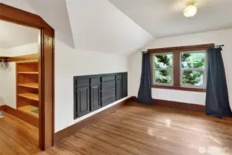 Bedroom #2 also features more built-ins plus a large-walk-in closet. No shortage of storage in this house!