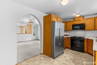 View from kitchen to dining room.