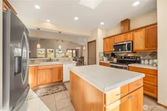 Ample cabinets and storage.