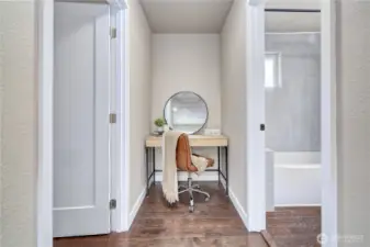 Bedroom on the left, bathroom on the right and amazing flex space in the middle