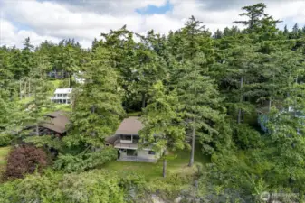 Drone view of back of home