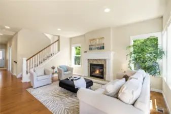 9 foot ceilings enhance the spacious feel of the room
