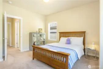 Bedroom 2 is large enough to accommodate a bed and desk