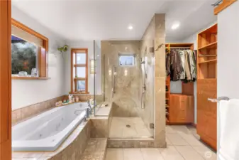 Full soaking tun and stand up shower, walk in closet to the right.