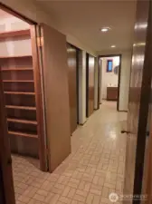Lower level Hallway of Storage! massive storage area with bathroom at the very end.