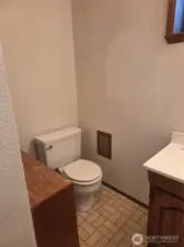 Bathroom lower level. Sink, toilet and shower)