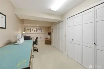 A view from the craft area looking back towards the family room.