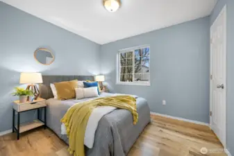 Primary with half bath attached.