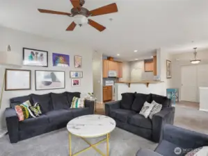 Bright and sunlit living room.