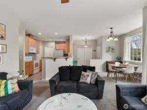 Wonderful floorplan is open to the kitchen and dining area.