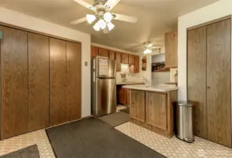 Kithen with large pantry.