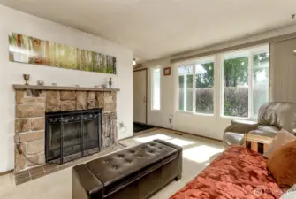 Living room with fireplace.