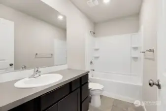 Secondary bathroom with tub/shower combo! Photos are for representational purposes only. Colors and options may vary.