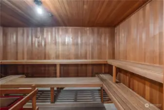 Inside sauna on second floor.