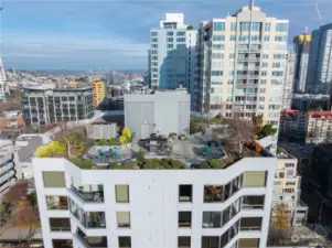 Drone photo Rooftop deck area front photo.