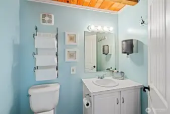 The boathouse 1/2 bathroom is so convenient, especially when hosting large parties.