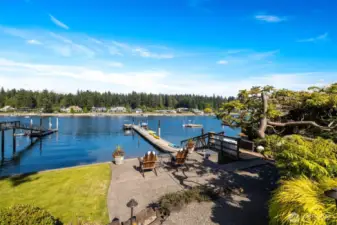 The lower bulk-head patio with access to your shared deep-water dock which is a rare find! The dock has water and shore power.