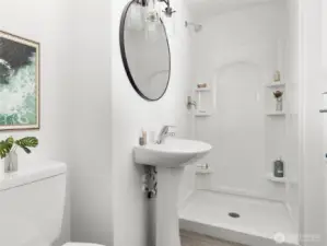 completely refreshed primary bathroom