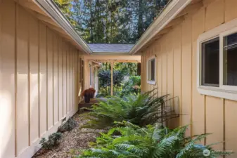 Breeze-way between the house and detached garage