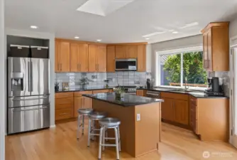 Newer custom kitchen cabinets.