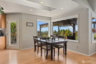 Window coverings throughout the home.