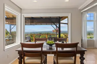 Light filled dining area.