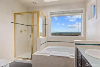 Jacuzzi tub in the primary bath..with views!