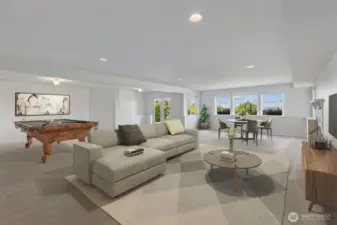 Virtually staged family room.