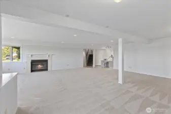 Huge family room with gas fireplace.