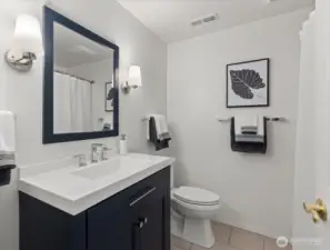 New vanity in the lower level full bath.