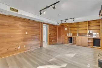 Downstairs family room/den. Would make a great theater room or game room!