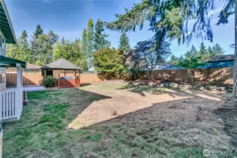 Fully fenced back yard.