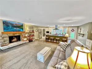 Full view of great room and kitchen, ideal for entertaining a crowd.