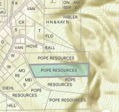 Topo map of the site. Heritage Park the East edge for recreational enjoyment.