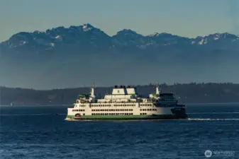 This photo was taken from the unit! Live here and enjoy an endless parade of ferries, cruise ships, and even the occasional whale sighting!