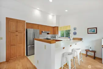 Spacious kitchen with custom built-in pantry