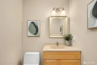 Guest bath continently located in the Rec-room.