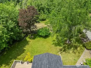 Fully fenced backyard with fully fenced garden space.