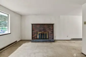 Traditional brickwork adds texture and warmth to the space.