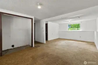 Washer and dryer conveniently located for quick access.