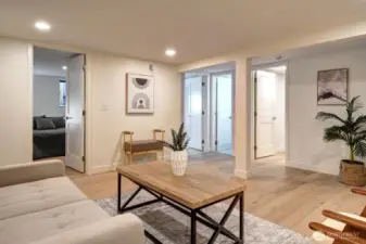 Beautiful flooring continues throughout the lower level.