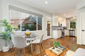 Large, open kitchen with many updates