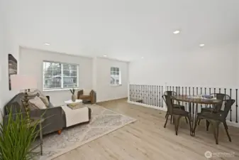 Upper loft offers extra living.