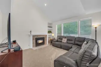 Family room with vaulted ceilings