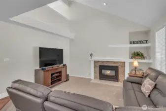 Family room with vaulted ceilings
